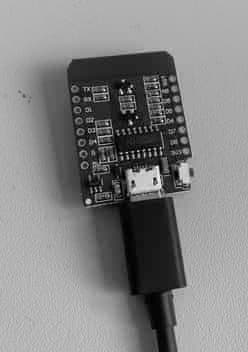ESP8226 microcontroller and USB lead
